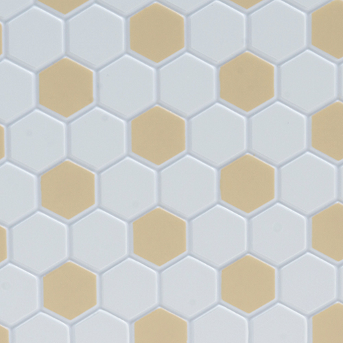 Dollhouse Miniature Tile: Hexagons, 12X16, White/Beige
